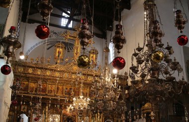 Beytüllahim 'deki İsa' nın Doğumu Bazilikası 'nın süsleri.