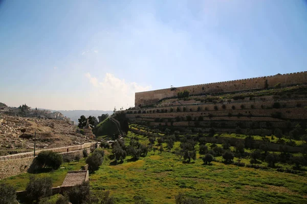 Vista de las murallas de Jerusalén — Foto de Stock