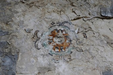 Palenque, Meksika 'daki Saray' da kalan süslemeler.