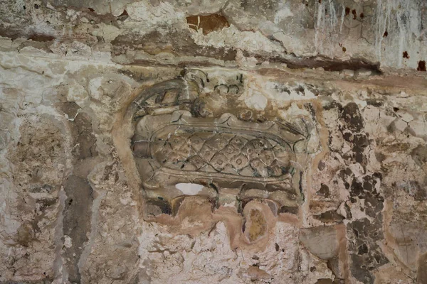 Remains of decorations in the Palace of Palenque, Mexico — Stock Photo, Image