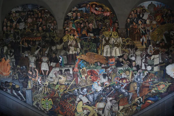 Mural da História do México no Palácio Nacional, Cidade do México — Fotografia de Stock