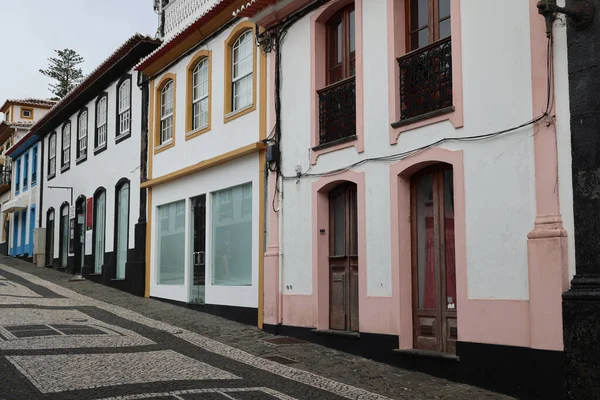 Die Farbenfrohen Häuser Von Praia Vitoria Insel Terceira Azoren Hochwertiges — Stockfoto