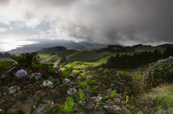 Landschaft vom Miradouro do Pico do Carvao, Insel Sao Miguel, Azoren — Stockfoto