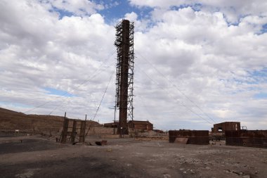 Santiago Humberstone ve Şili 'deki Santa Laura güherçile fabrikalarının kalıntıları. Yüksek kalite fotoğraf