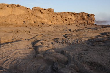 Etiopya 'daki Erta Ale volkanının magma denizi. Yüksek kalite fotoğraf