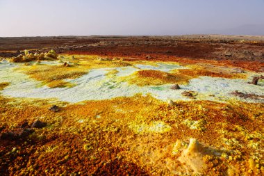 Danakil Buhranı, Etiyopya 'daki Dallol volkanının olağanüstü renkleri. Yüksek kalite fotoğraf