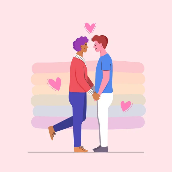 Deux Hommes Tenant Main Lors Rendez Vous Romantique Communauté Lgbtq — Image vectorielle