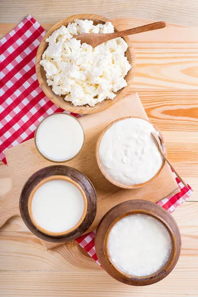 dairy products. still life with dairy products, milk, cheese on a wooden background