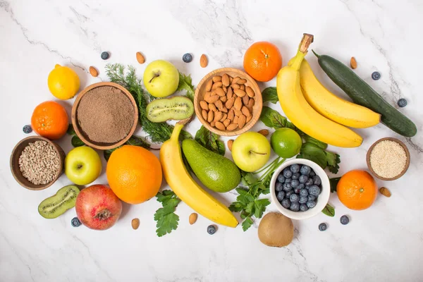 Gesunde Ernährung Auswahl Von Gemüse Obst Und Beeren Für Ketogene — Stockfoto