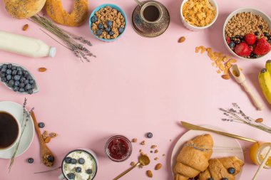 Gurme Fransız kahvaltısı. Farklı peynir, şarap ve diğer malzemeler.