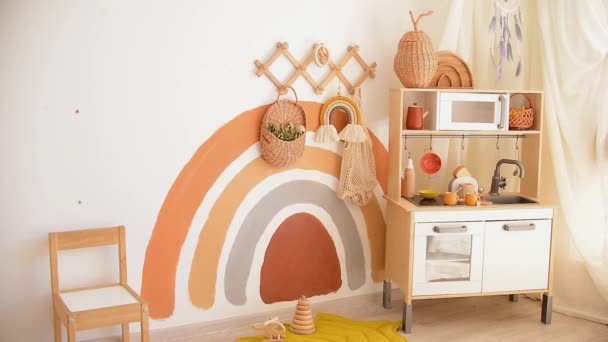 Intérieur d'une chambre d'enfant. Style scandinave. — Video