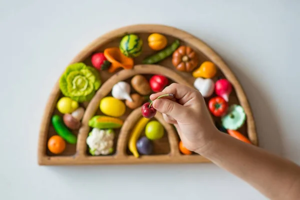 polymer vegetables, toy vegetables, preschool development, preschool education. Montessori materials