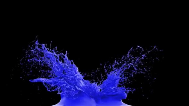 蓝色的油漆飞溅爆炸 — 图库视频影像