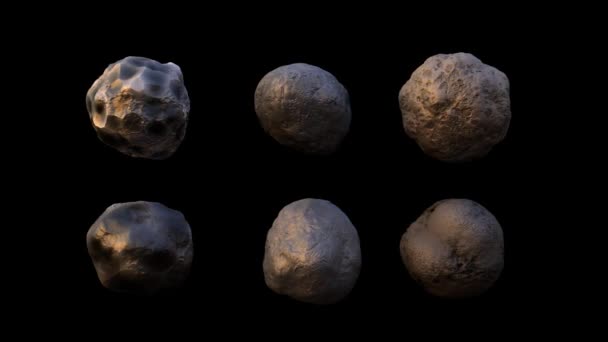 Высокодетальный вращающийся астероид — стоковое видео