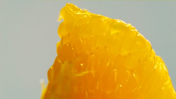 Εκ περιτροπής closeup πολτός πορτοκαλιού — Αρχείο Βίντεο