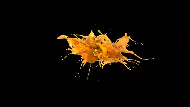 Salpicadura de pintura brillante amarillo 4k — Vídeo de stock