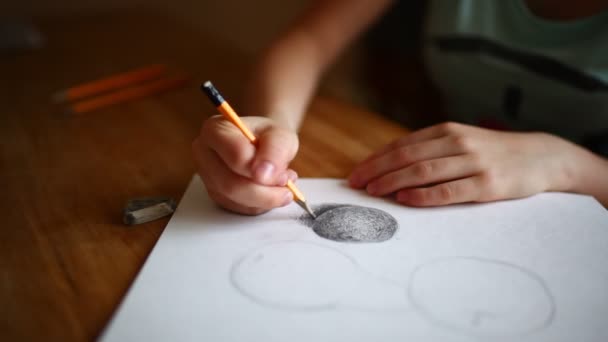 Дівчина руки малює натюрморт — стокове відео