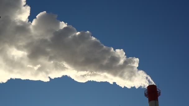 Vervuilende fabriek bij dageraad — Stockvideo
