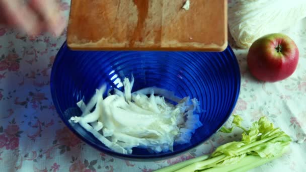 Ensalada de cocina, primer plano — Vídeo de stock