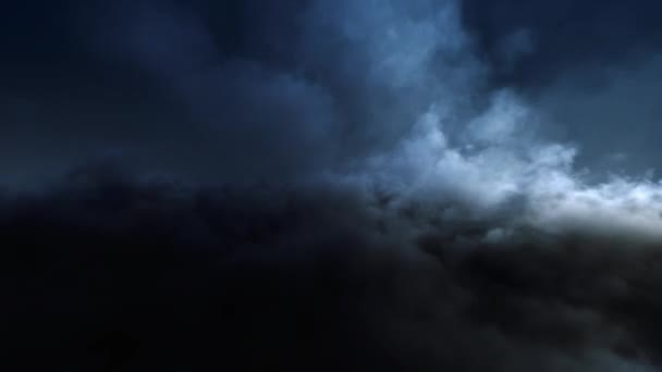 Vuelo nocturno sobre nubes muy detalladas — Vídeos de Stock