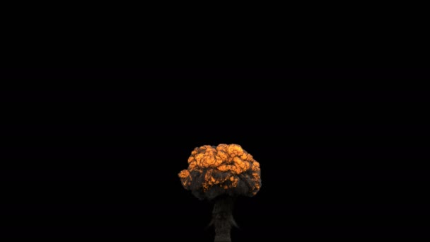 Atomare gewaltige Explosion isoliert auf schwarz — Stockvideo