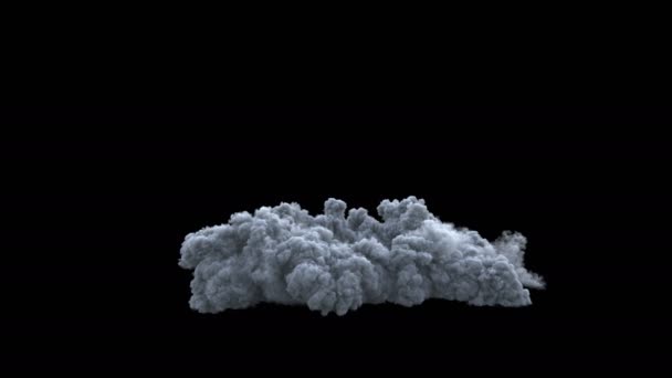 Esplosione di fumo 4K, effetto onda d'urto isolato su sfondo nero — Video Stock