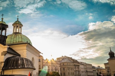 Krakow, Polonya - 28 Eylül 2015: Krakow en çok ziyaret edilen Polonya'da yabancı turistler ve Polonyalılar arasında bir şehirdir.