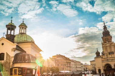 Krakow, Polonya - 28 Eylül 2015: Krakow en çok ziyaret edilen Polonya'da yabancı turistler ve Polonyalılar arasında bir şehirdir.