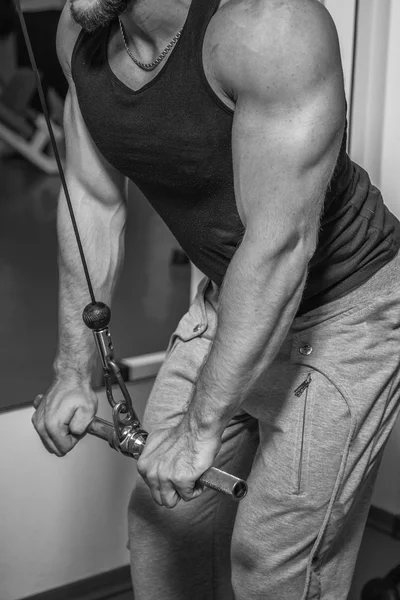 Atlet kasları gösterir. Vücudunuzun üzerinde çalışmak ve hedefe ulaşmak. Fotoğraflar spor dergi ve Web siteleri için.