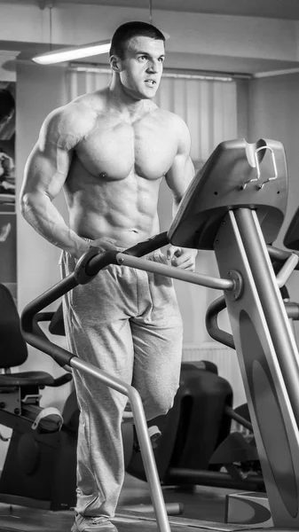 Homme musclé fort faisant des exercices dans la salle de gym . — Photo