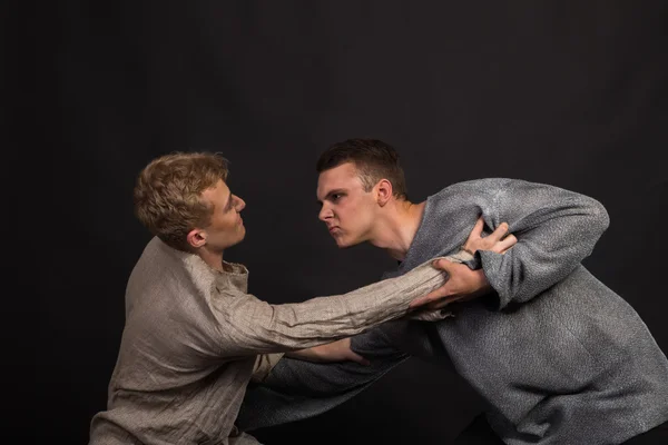 Two guys fighting. Acting. — Stock Photo, Image