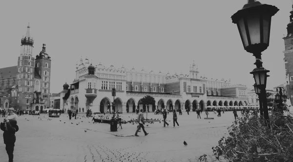 Widok Krakowa w czerni i bieli — Zdjęcie stockowe