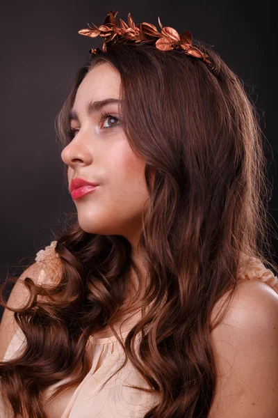 Retrato de beleza com cabelo luxuoso close-up — Fotografia de Stock
