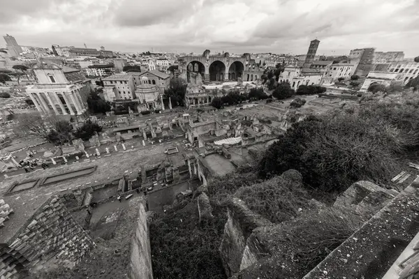 ROMA - 13 de janeiro: Vista do Fórum Romano em 13 de janeiro de 2016 em Roma, Itália . — Fotografia de Stock