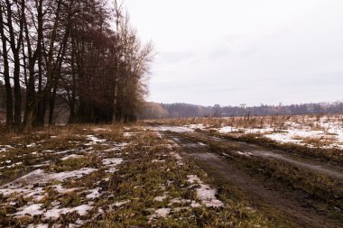 Kış yol ile güzel manzara
