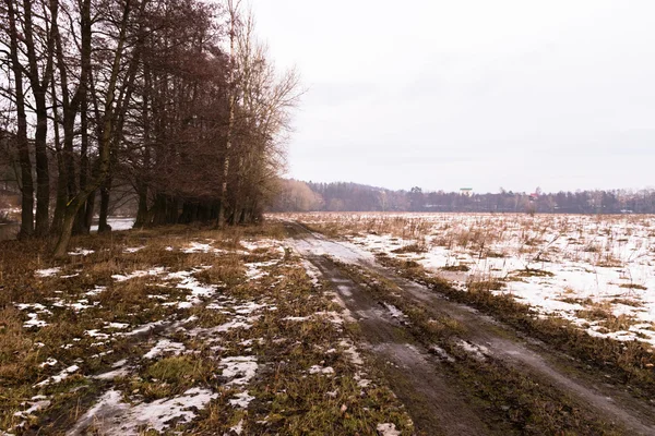 Kış yol ile güzel manzara — Stok fotoğraf