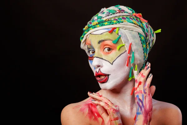 Creative, bright makeup. An interesting image. — Stock Photo, Image