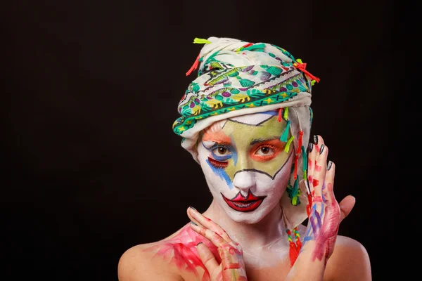 Creative, bright makeup. An interesting image. — Stock Photo, Image