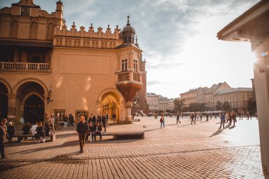 Krakow, Polonya - 15 Eylül: Krakow, Pazar Meydanı, Polonya üzerinde 22 Eylül 2015