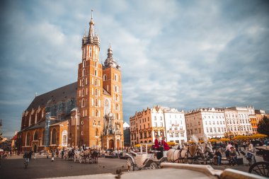 Krakow, Polonya - 15 Eylül: Krakow, Pazar Meydanı, Polonya üzerinde 22 Eylül 2015