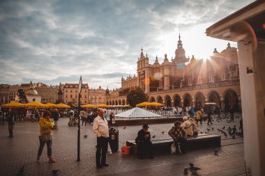 Krakow, Polonya - 15 Eylül: Krakow, Pazar Meydanı, Polonya üzerinde 22 Eylül 2015
