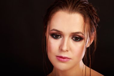 Güzel saç siyah beyaz portre kadınla