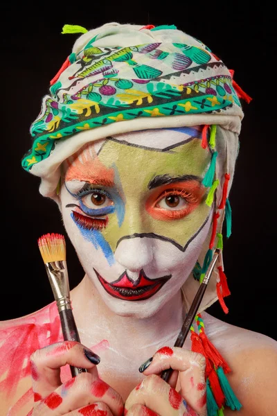 Maquilhagem artística. Retrato de mulher bonita com maquiagem, close-up — Fotografia de Stock