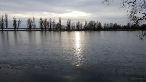 Красивый зимний пейзаж, земля покрыта льдом — стоковое фото