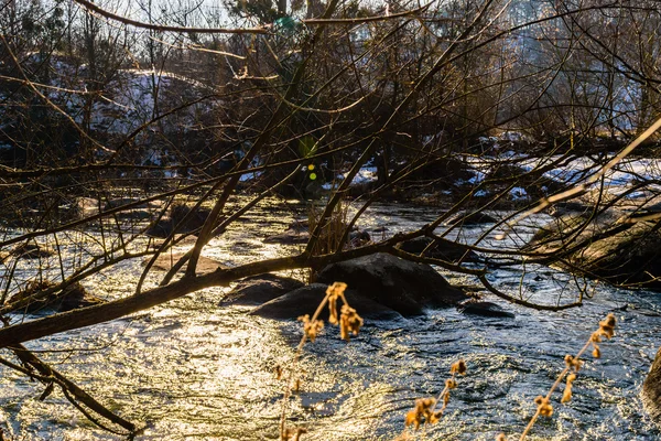 Güzel kış manzara, arazi buzla kaplıdır
