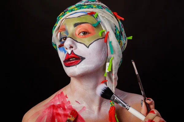 Art Make-up. Mooie vrouw portret met make-up, close-up — Stockfoto