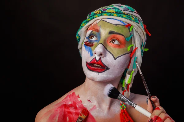 Art Make-up. Mooie vrouw portret met make-up, close-up — Stockfoto