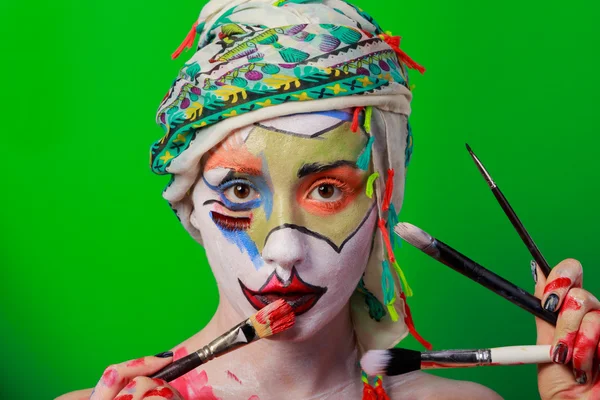 Art Make-up. Gyönyörű nő portré make-up, közelkép — Stock Fotó