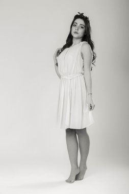 Güzel saç siyah beyaz portre kadınla