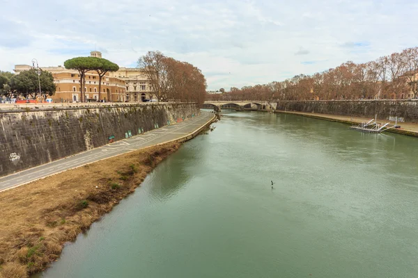 ROMA - 12 de janeiro: Bela vista do rio Tibre 12 de janeiro de 2016 em Roma, Itália . — Fotografia de Stock